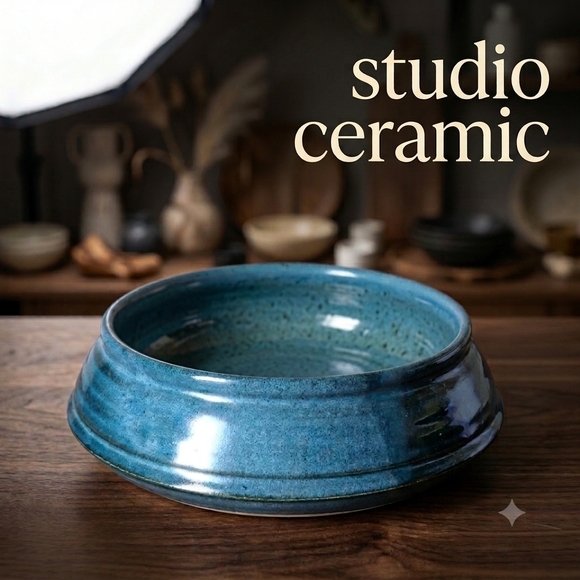 Other - Teal Blue Glazed Studio Ceramic Trinket Dish
